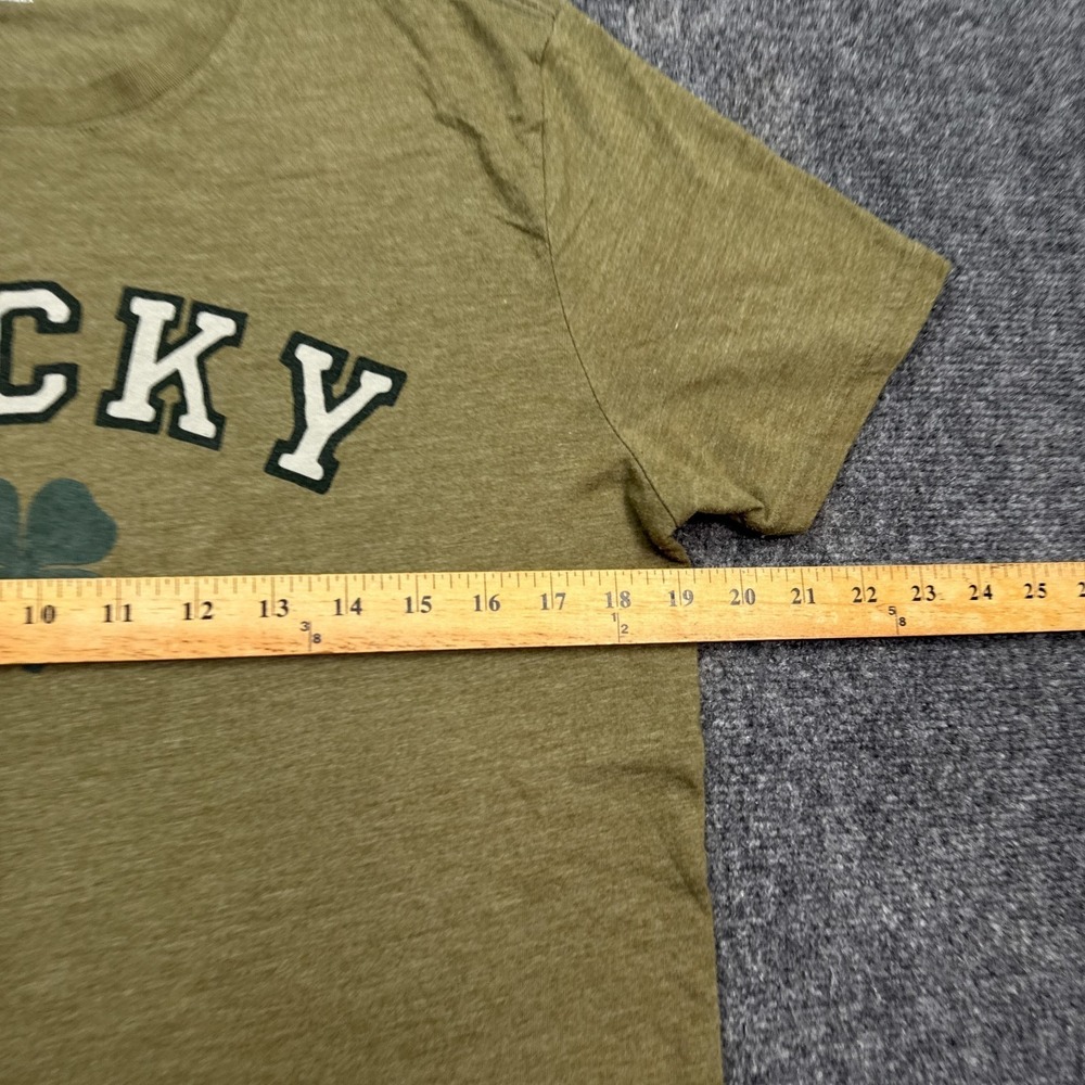 Lucky Brand T Shirt Mens Size Medium Olive Army Green Big Logo Crew Neck Tee - Picture 10 of 11
